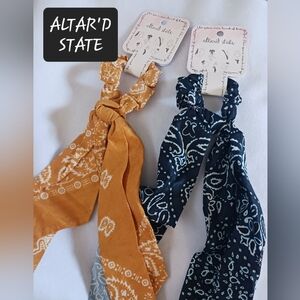 ALTAR'D STATE Hair Accessories Pony Tail  Western Bandana Print NEW Set Of 2